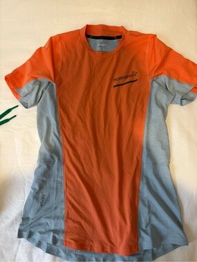 Norrøna Women's Short Sleeve Tech Tee in Orange & Gray